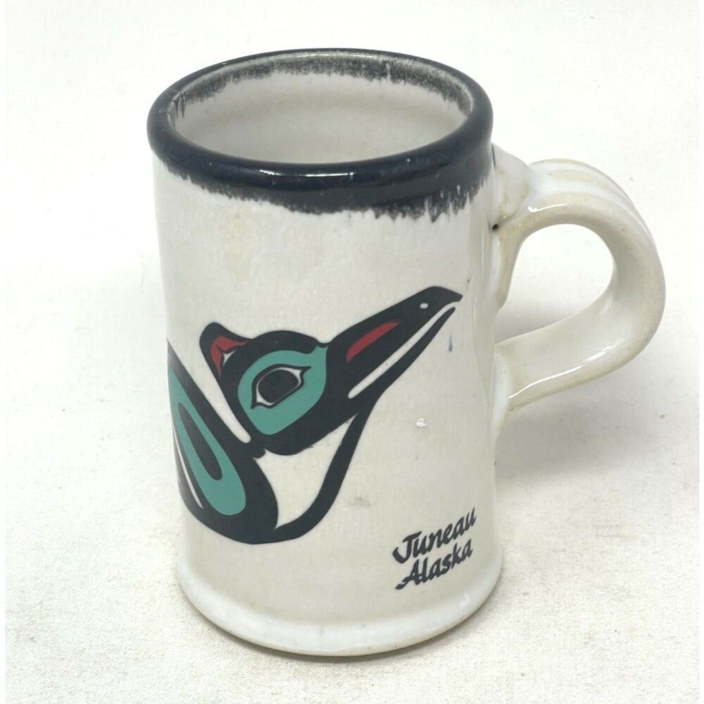 Vintage Juneau Alaska Handmade Pottery Ceramic Mug Native Artwork Tom's Pots